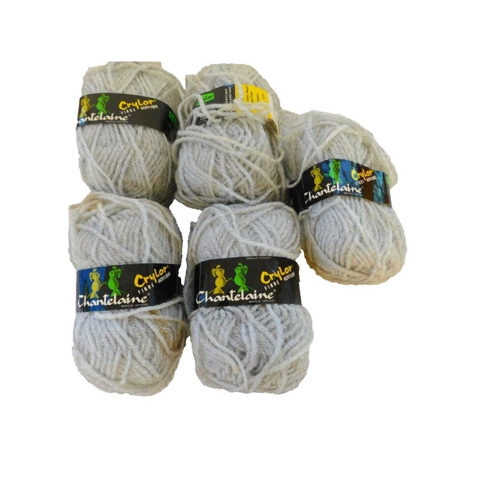5 Skeins of Chatelaine Crylor Yarn Light Gray